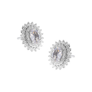 Srebrny Komplet 925 Biały Owal Światła