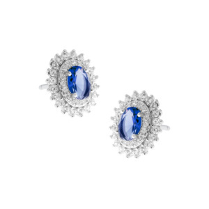 Srebrny Komplet 925 Niebieski Owal Światła