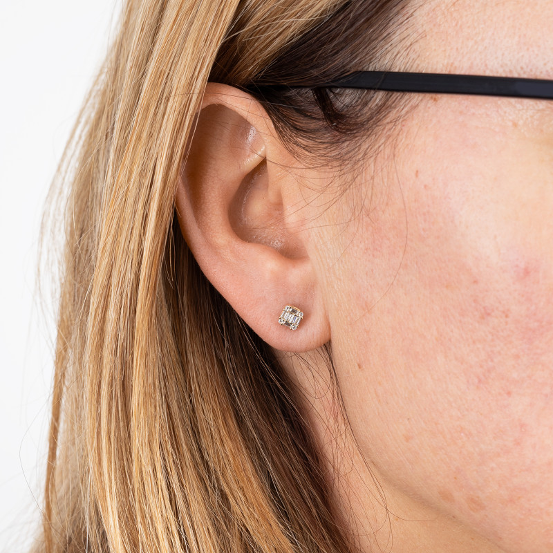 Złote kolczyki 585 Kwadratowy Blask