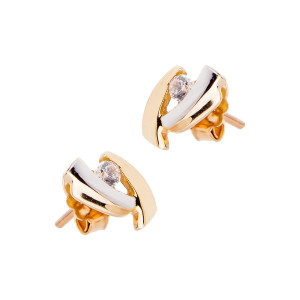 Złote kolczyki 585 wstęgi cyrkonia