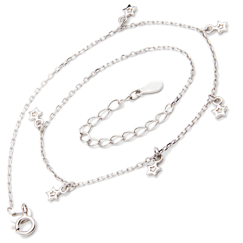 Srebrna bransoletka na nogę - gwiazdki