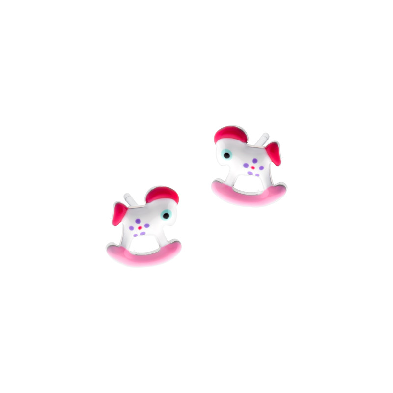 Kolczyki srebrne 925 Koń na biegunach dla małej damy