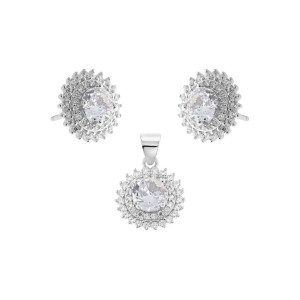 Srebrny Komplet 925 Królewska Biel