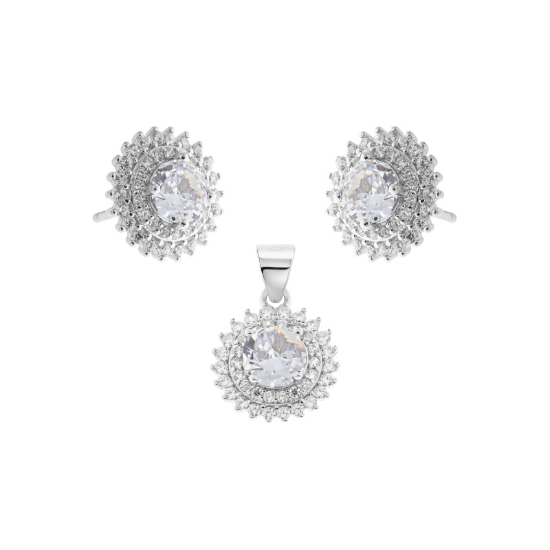 Srebrny Komplet 925 Królewska Biel