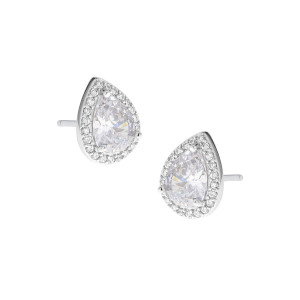 Srebrny Komplet 925 Biała Łza Światła