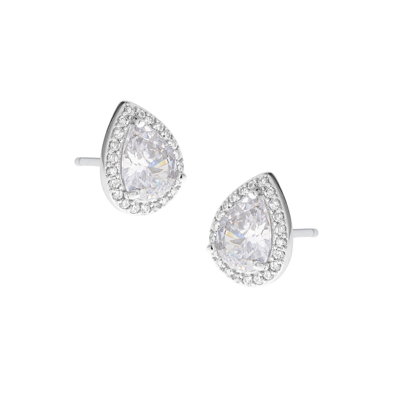 Srebrny Komplet 925 Biała Łza Światła