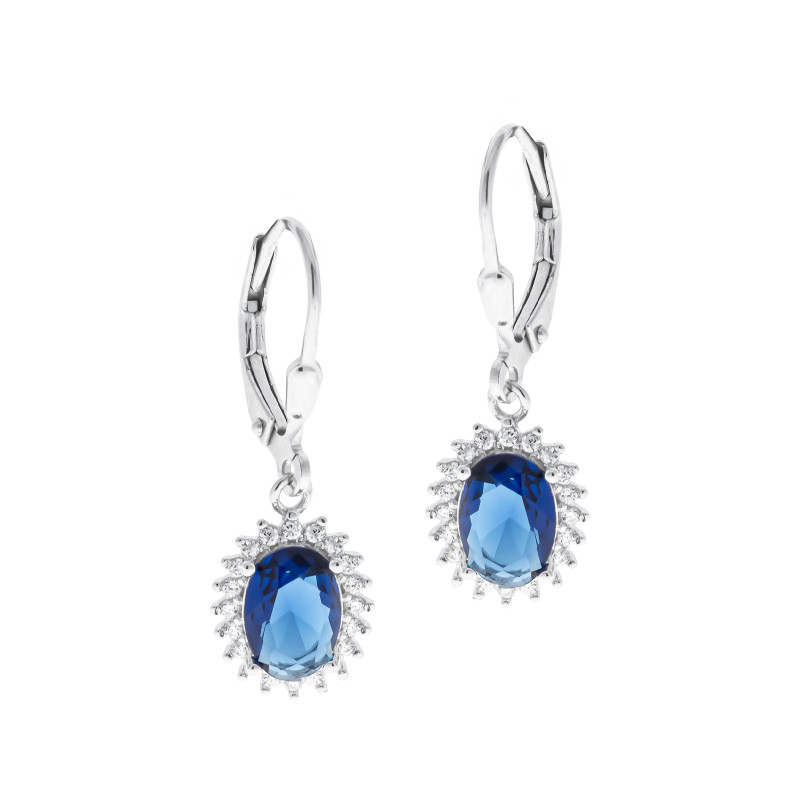 Srebrny Komplet 925 Owalny Niebieski Blask