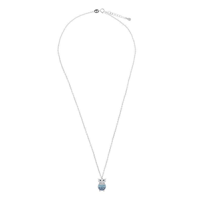 Srebrny naszyjnik 925 Błękitna Sowa
