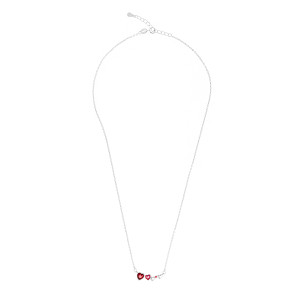 Srebrny naszyjnik 925 Cztery Serca Miłości Czerwone