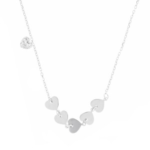 Srebrny naszyjnik 925 Rząd Serc z cyrkonią