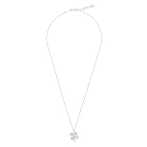 Srebrny naszyjnik 925 Biała Koniczyna Szczęścia