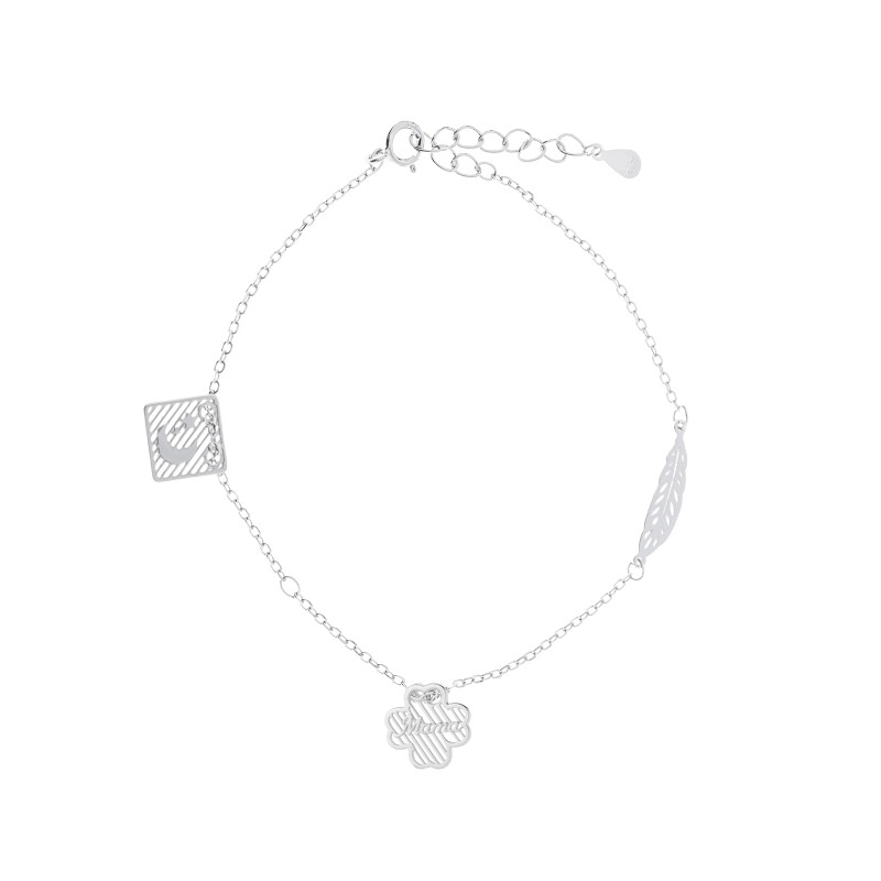 Srebrna bransoletka 925 Koniczyna "Mama"