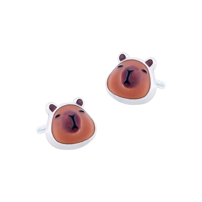 Srebrne kolczyki 925 Kapibara Sztyft dla małej damy PREZENT