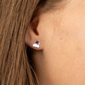 Srebrne kolczyki 925 Urocza Śpiąca Kapibara Chmurka Sztyft dla małej damy PREZENT