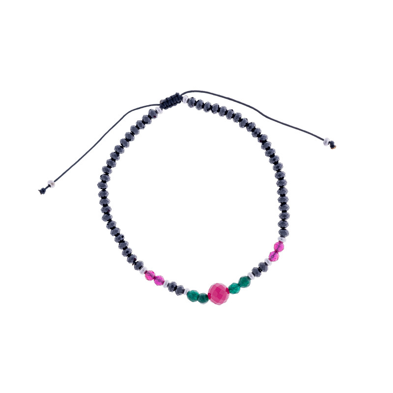 Srebrna bransoletka 925 Rubin i Chalcedon