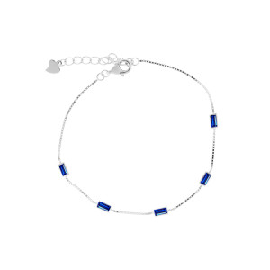 Srebrna bransoletka 925 Granatowe Geometryczne Akcenty