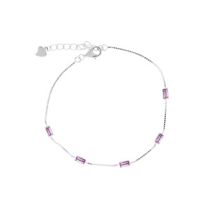 Srebrna bransoletka 925 Różowe Geometryczne Akcenty