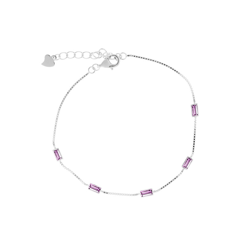 Srebrna bransoletka 925 Różowe Geometryczne Akcenty