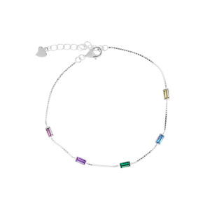 Srebrna bransoletka 925 Kolorowe Geometryczne Akcenty