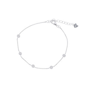 Srebrna bransoletka 925 Białe Błyszczące Kółeczka