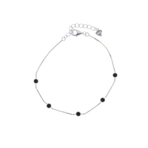Srebrna bransoletka 925 Czarne Błyszczące Kółeczka