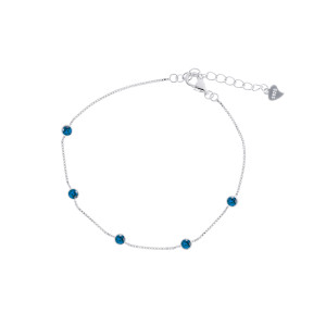 Srebrna bransoletka 925 Granatowe Błyszczące Kółeczka