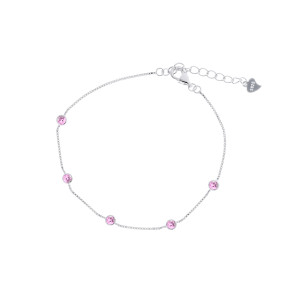 Srebrna bransoletka 925 Różowe Błyszczące Kółeczka