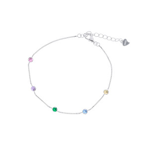 Srebrna bransoletka 925 Kolorowe Błyszczące Kółeczka