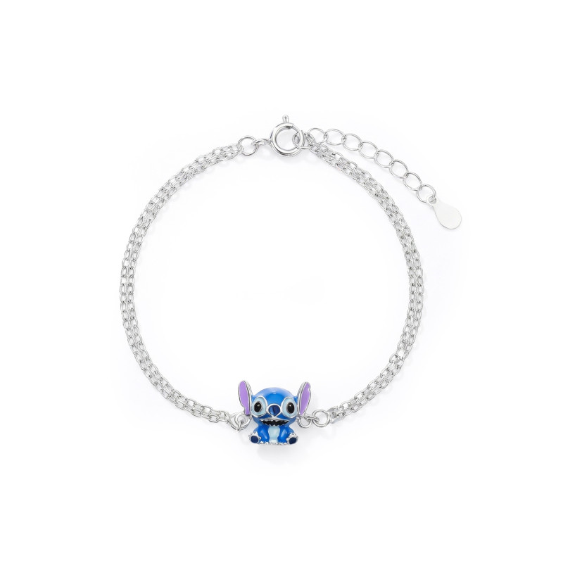 Srebrna bransoletka 925 z emalią Stich 3D dla małej damy PREZENT