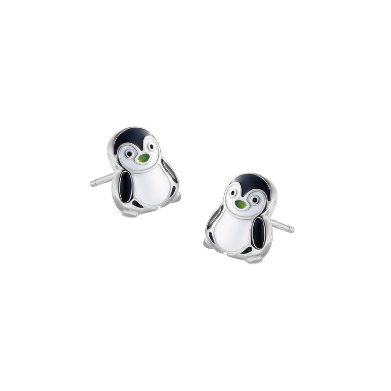 Srebrne kolczyki 925 Uroczy Pingwin Monilek Sztyft dla małej damy PREZENT