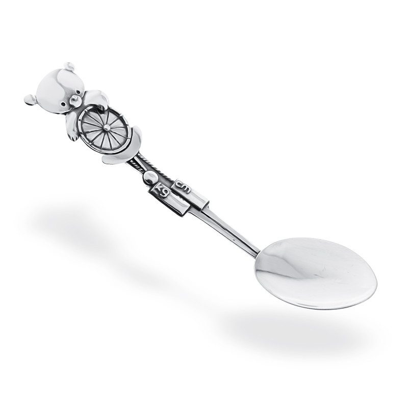 Srebrna łyżeczka 925 Misiek pamiątka na Chrzest prezent