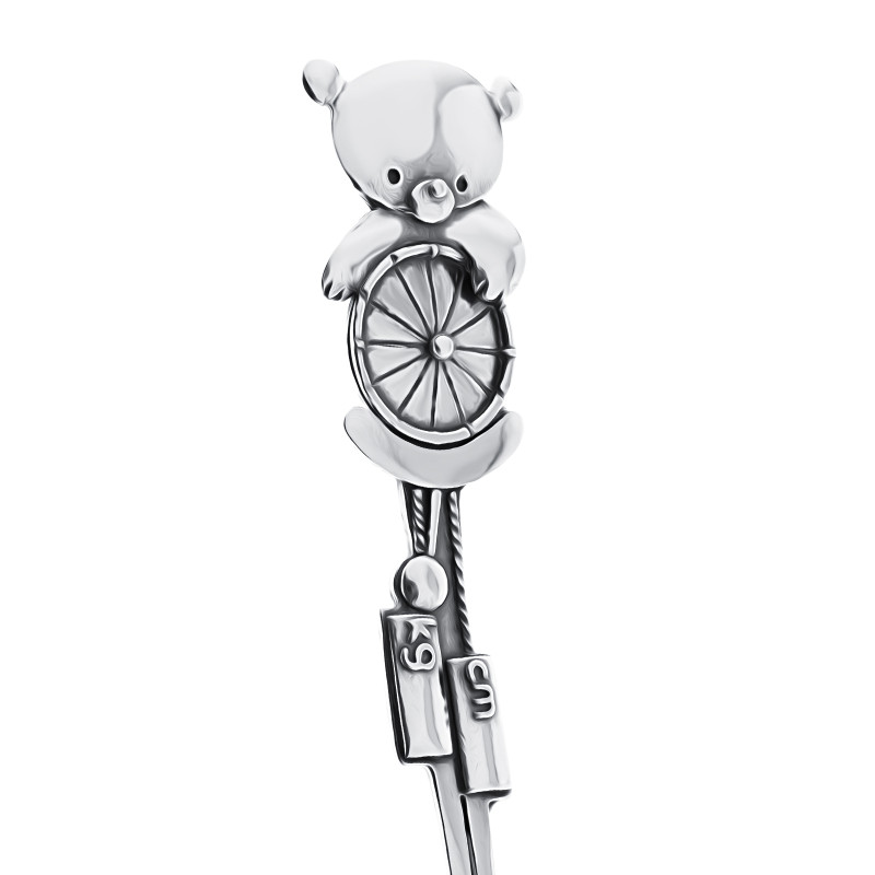 Srebrna łyżeczka 925 Misiek pamiątka na Chrzest prezent