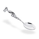 Srebrna łyżeczka 925 Bocian pamiątka na Chrzest prezent