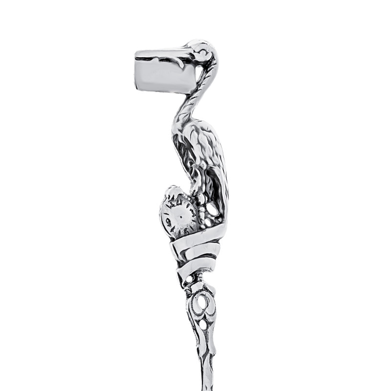 Srebrna łyżeczka 925 Bocian z tabliczką pamiątka na Chrzest prezent