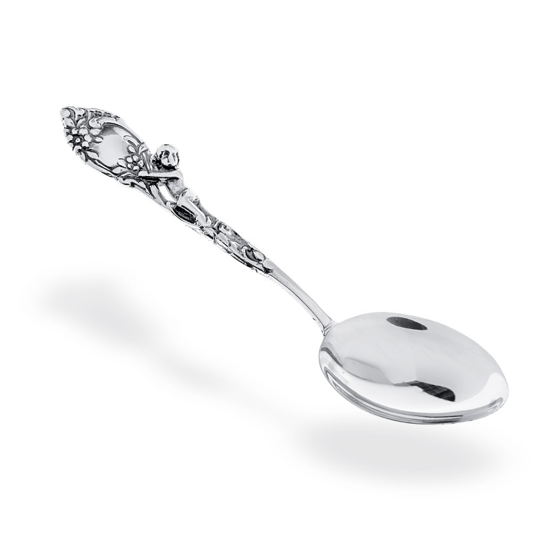 Srebrna łyżeczka 925 Dziecko na gałązce pamiątka na Chrzest prezent