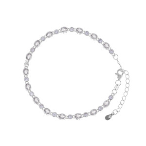 Srebrna bransoletka 925 Białe owalne cyrkonie
