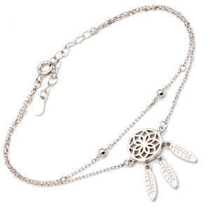 Srebrna bransoletka podwójna łapacz snów