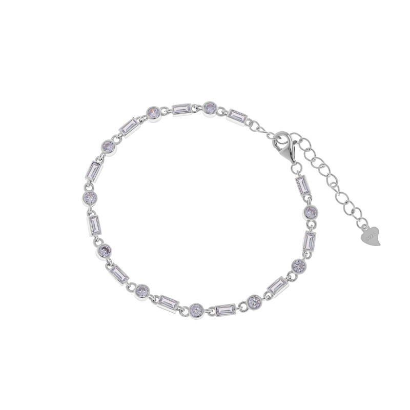 Srebrna bransoletka 925 Biała Prostokątna Elegancja cyrkonie