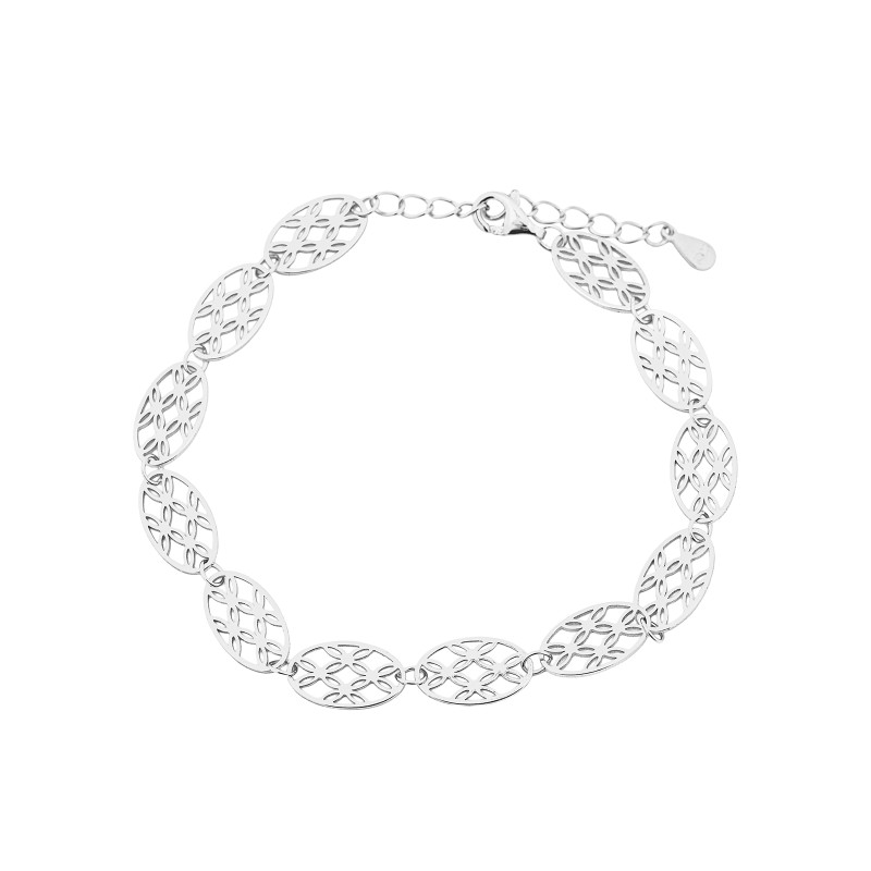 Srebrna bransoletka 925 Ażurowy Owal