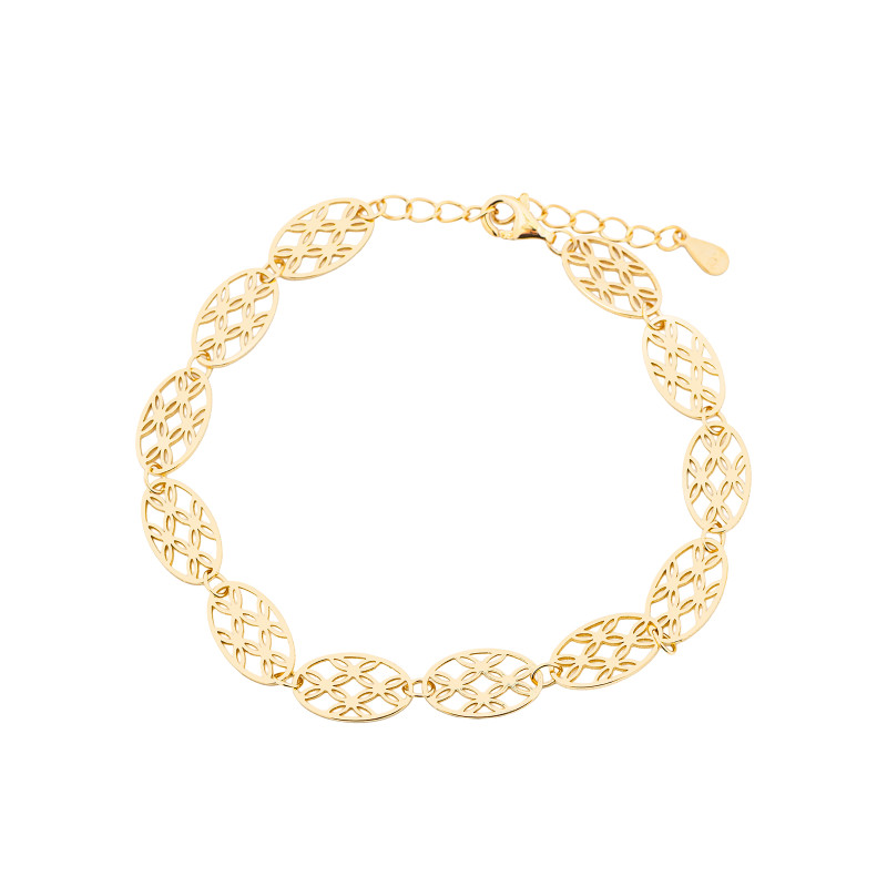 Srebrna bransoletka 925 Pozłacana Ażurowy Owal