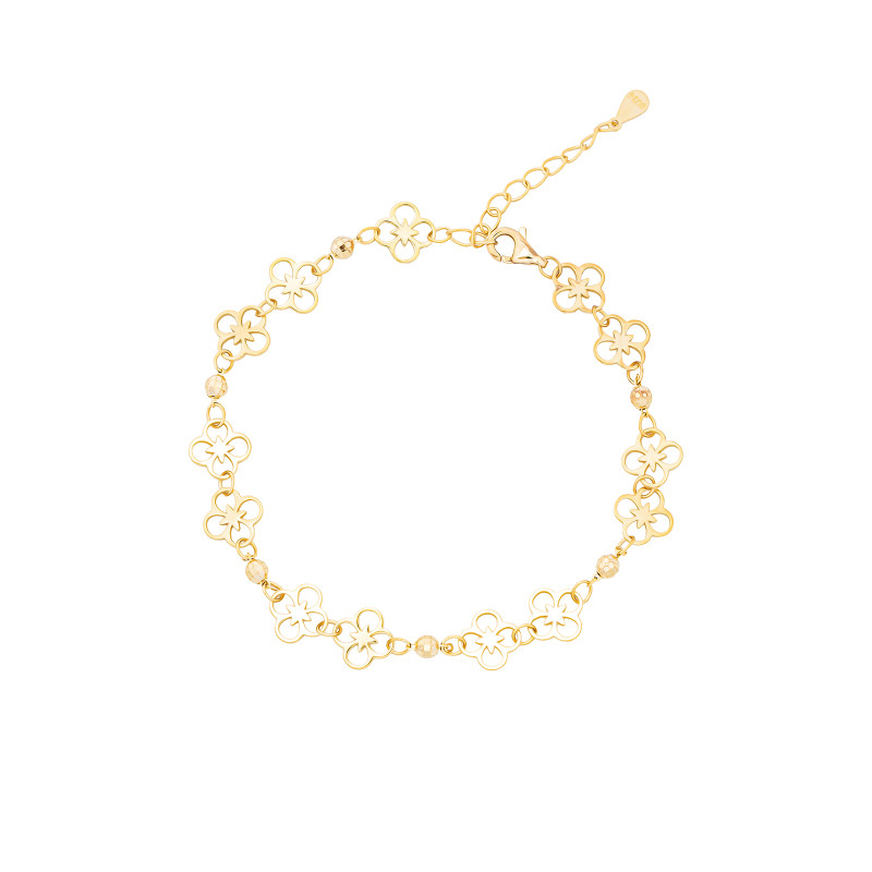 Srebrna bransoletka 925 pozłacana Kwiaty