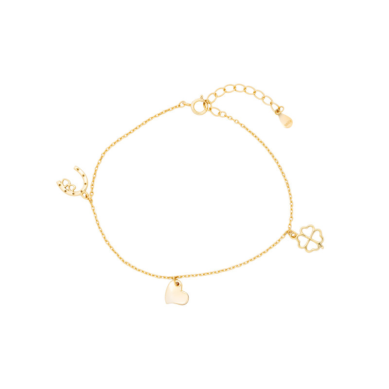 Srebrna bransoletka 925 Pozłacane Trzy Symbole