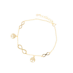 Srebrna bransoletka 925 Pozłacana Nieskończoność Drzewko Szczęścia