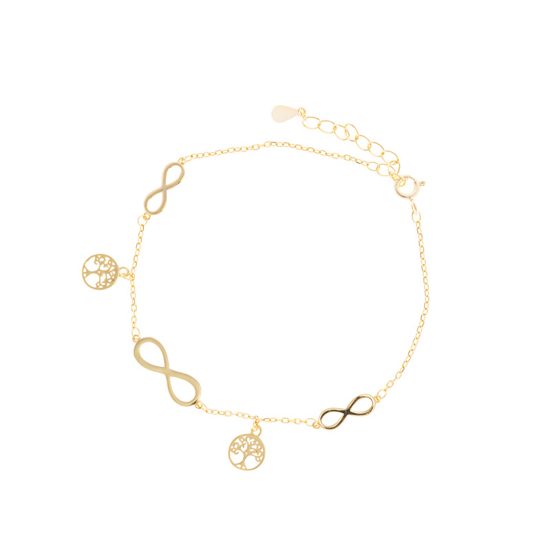 Srebrna bransoletka 925 Pozłacana Nieskończoność Drzewko Szczęścia