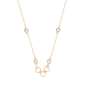 Srebrny naszyjnik 925 pozłacany Kółeczka Cyrkonie