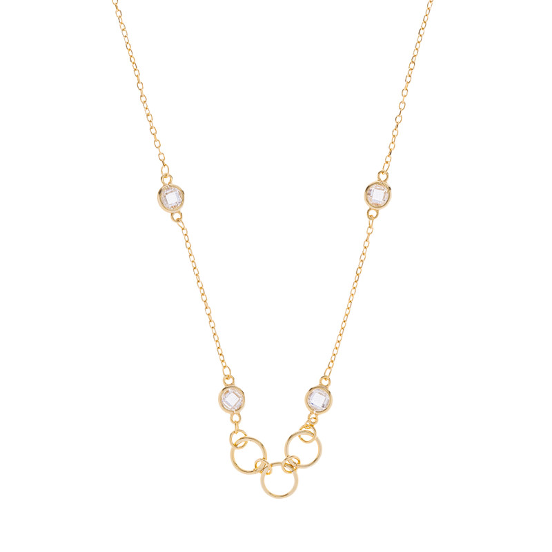 Srebrny naszyjnik 925 pozłacany Kółeczka Cyrkonie
