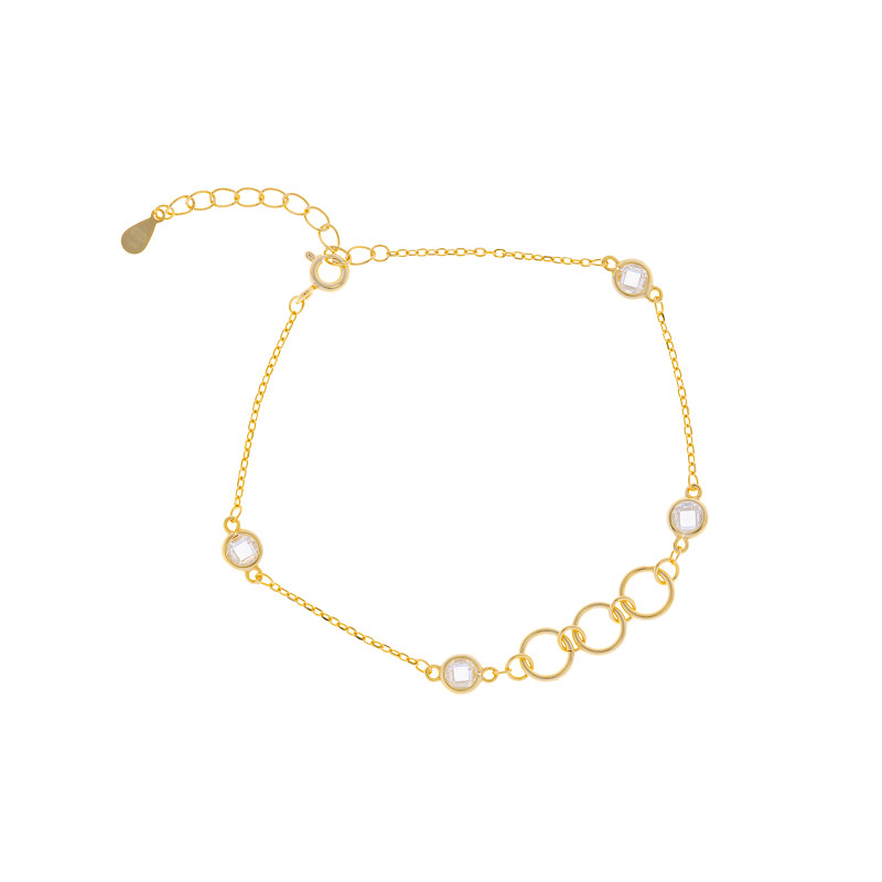 Srebrna bransoletka 925 Pozłacane Kółeczka Cyrkonie