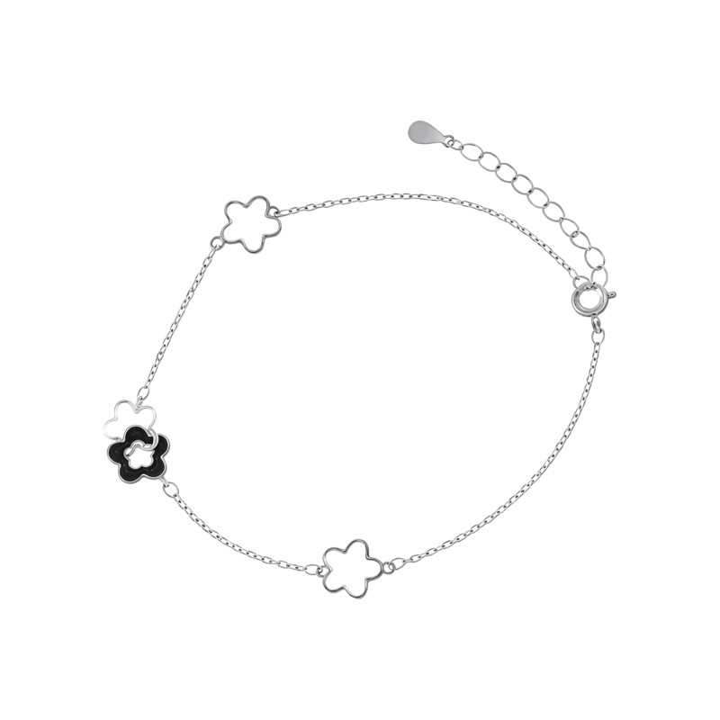 Srebrna bransoletka 925 Czarny Kwiat