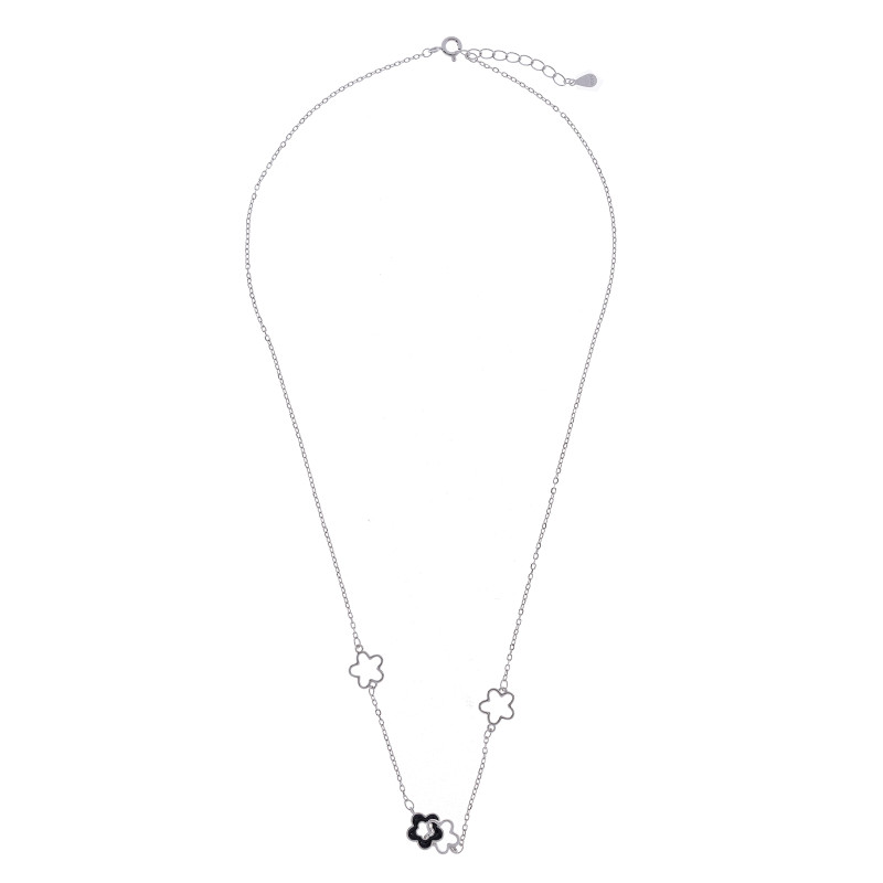 Srebrny naszyjnik 925 Czarny Kwiat
