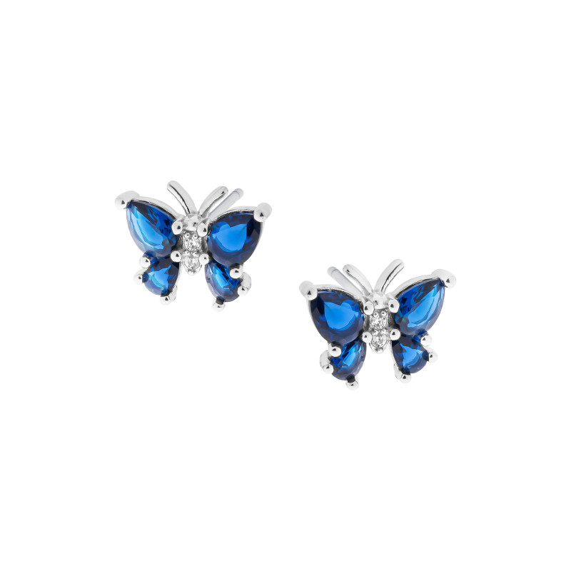Srebrne kolczyki 925 Niebieski Motyl